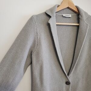 Cocogio Small italy Cardigan Light Grey Cotton knit Button Collar Office Sweater